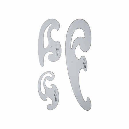 Krivuljar 3 kom set prozirno plavi Mabius 1093233