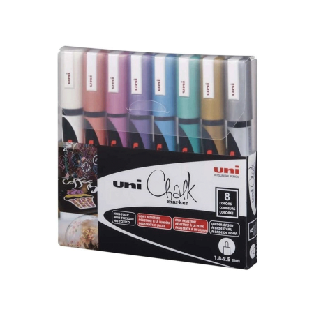 Uni pak marker Tekuća Kreda Metalik 8 kom set 1094126