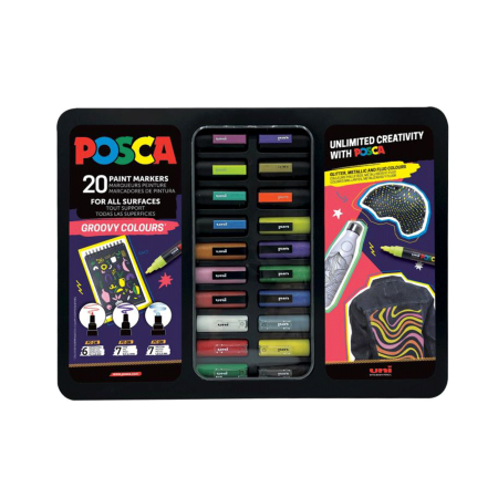 Posca markeri poklon set 20 kom u metalnoj kutiji Mix Groovy Colours 1095490
