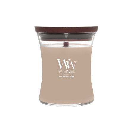 Woodwick svijeća mirisna Medium Patchouli Creme 1097501